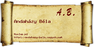 Andaházy Béla névjegykártya
