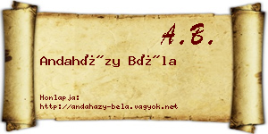 Andaházy Béla névjegykártya
