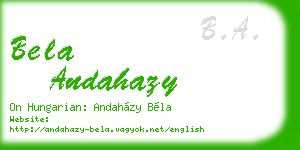 bela andahazy business card