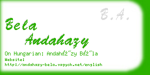 bela andahazy business card